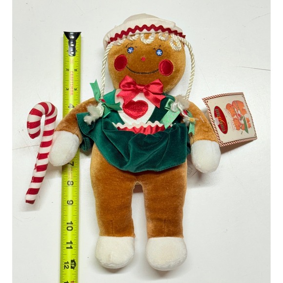 Vintage 1990 Target Gingerbread Girl Plush Christmas Ornament Candy Cane NWT‎ - Picture 2 of 3